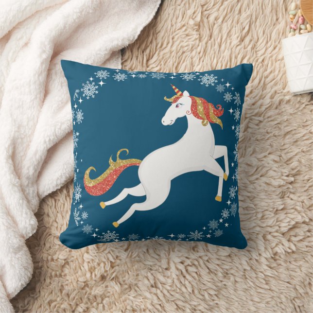 Cojín Decorativo Navidades de Snowflakes, Purpurina de unicornio pe (Manta)