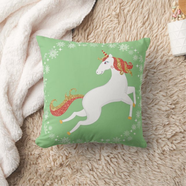Cojín Decorativo Navidades de Snowflakes, Purpurina de unicornio pe (Manta)