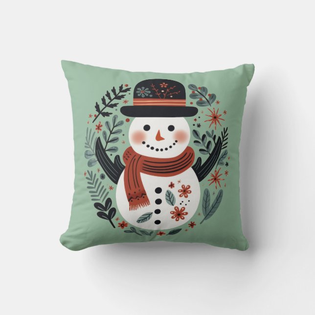 Cojín Decorativo Navidades de Snowman festivos (Anverso)