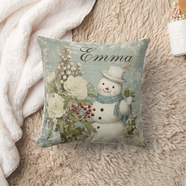 Cojín Decorativo Navidades de Snowman rusos personalizados (Manta)