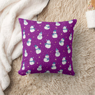 Cojín Decorativo Navidades de Snowmen Purple