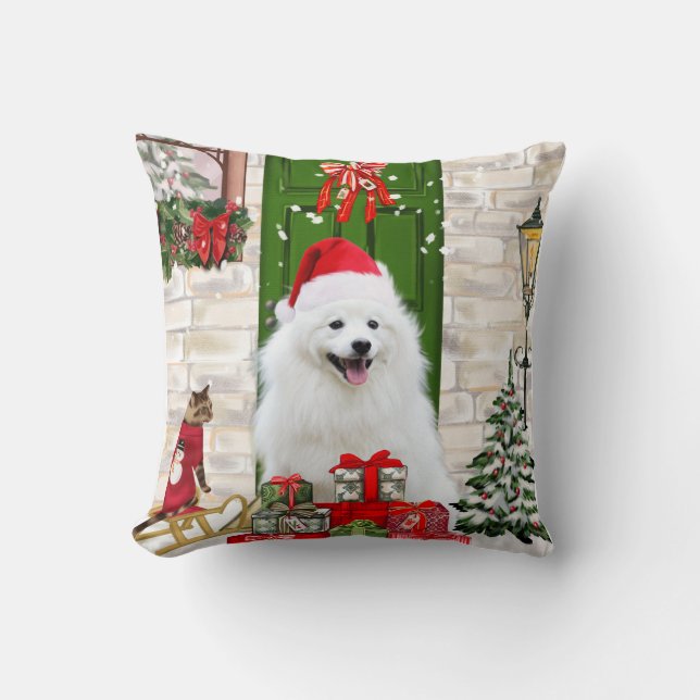 Cojín Decorativo Navidades de Spitz Dog (Anverso)