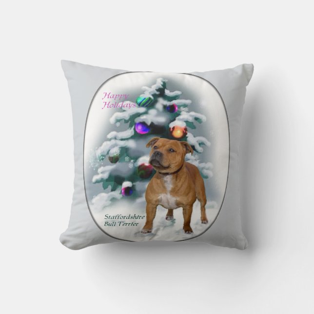 Cojín Decorativo Navidades de Staffordshire Bull Terrier (Anverso)