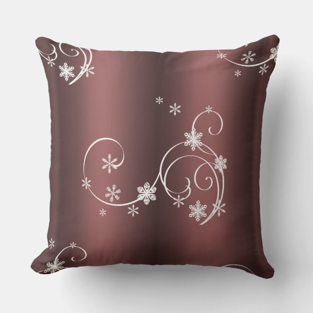 Cojín Decorativo Navidades de Swirls Blancas Marrones Metálicos (Anverso)
