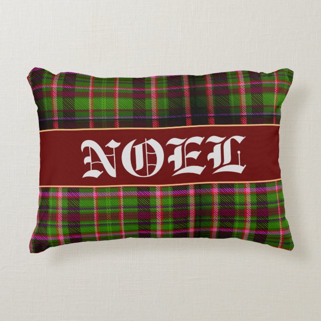 Cojín Decorativo Navidades de Tarten Rojo y Verde Acento Pillow (Anverso)