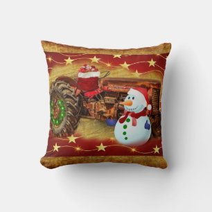 Cojín Decorativo Navidades de Tractores Rojos de Frosty