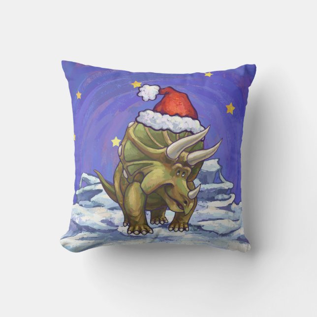 Cojín Decorativo Navidades de Triceratops (Anverso)