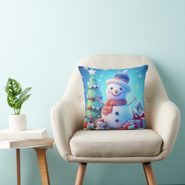 Cojín Decorativo Navidades de un muñeco de nieve vitorean (Silla)
