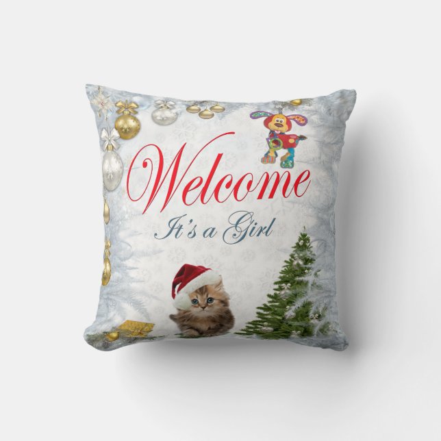 Cojín Decorativo Navidades de vacaciones bebé del mes (Anverso)