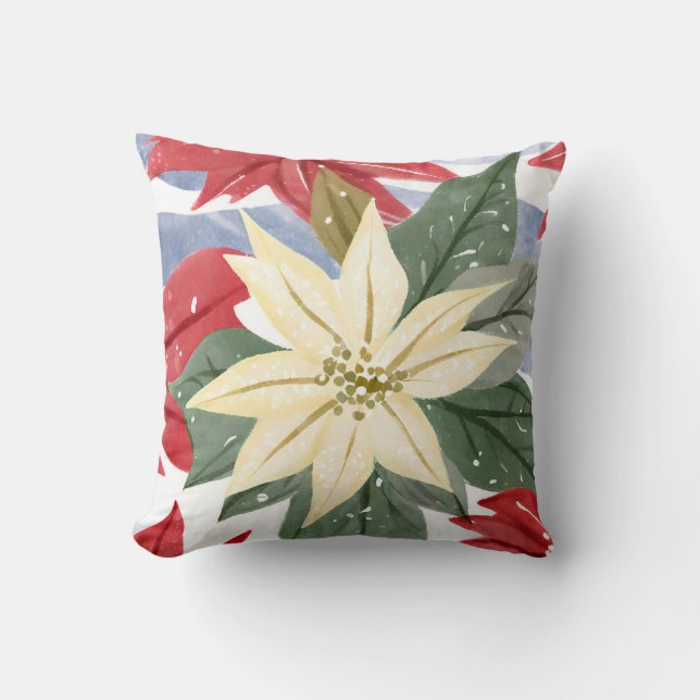 Cojín Decorativo Navidades de White Poinsettia en invierno (Anverso)