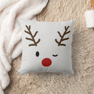 Cojín Decorativo Navidades de Winking Reindeer Plaid
