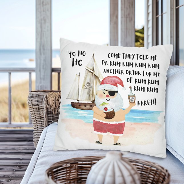 Cojín Decorativo Navidades de Yo Ho Ho Pirate Santa Rum (Subido por el creador)
