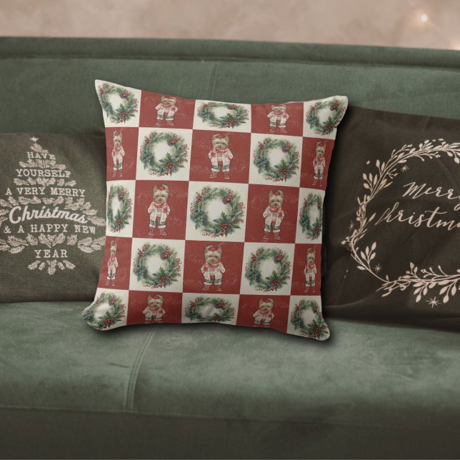 Cojín Decorativo Navidades de Yorkshire Terrier Retro (Subido por el creador)