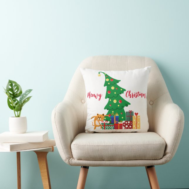 Cojín Decorativo Navidades débiles, gato travieso, gracioso, humor (Silla)