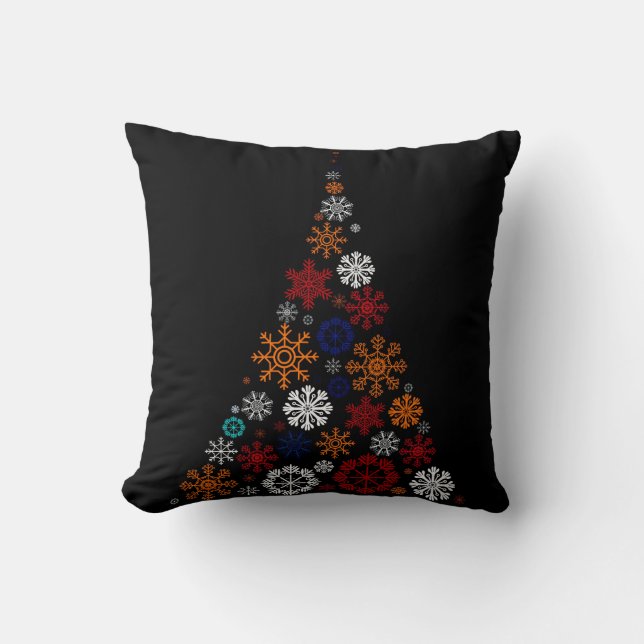 Cojín Decorativo Navidades decorativos Snowflakes Tree Black (Anverso)