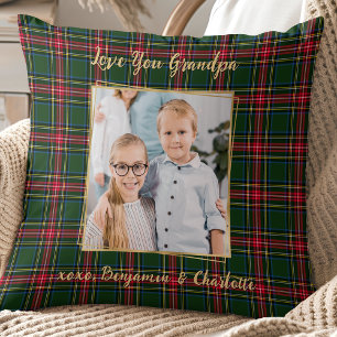 Cojín Decorativo Navidades del abuelo toman foto de oro personaliza