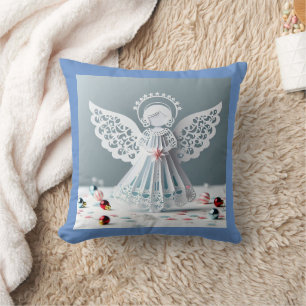 Cojín Decorativo Navidades del Angel de encaje de papel Artesanías
