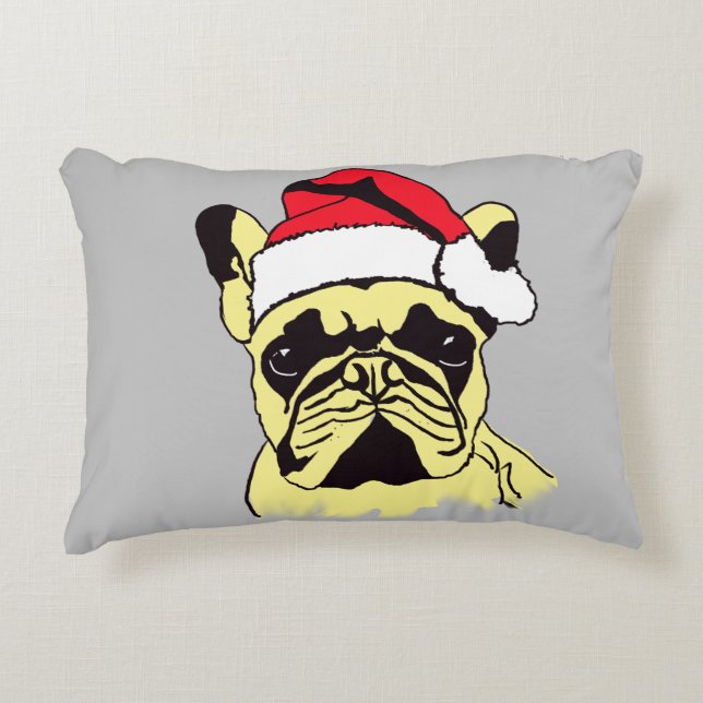 Cojín Decorativo Navidades del Bulldog francés Personalizado Accent (Anverso)