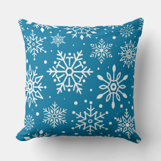 Cojín Decorativo Navidades del copo de nieve blanco azul invernal