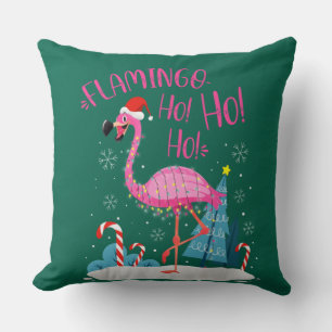 Cojín Decorativo Navidades del Flamingo Ho-Ho-Ho