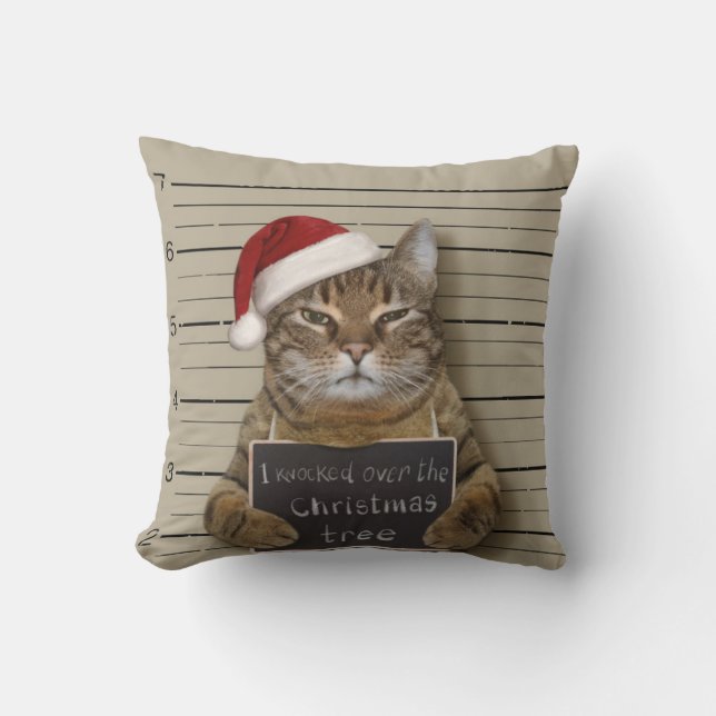 Cojín Decorativo Navidades del gato Mugshot (Anverso)