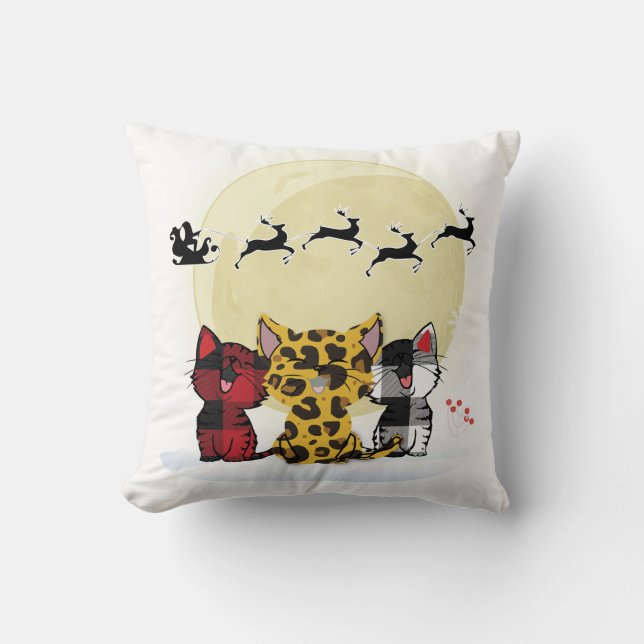 Cojín Decorativo Navidades del gato vigilan Santa Claus (Anverso)