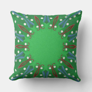 Cojín Decorativo Navidades del Kaleidoscopio Verde Azul Blanco Rojo