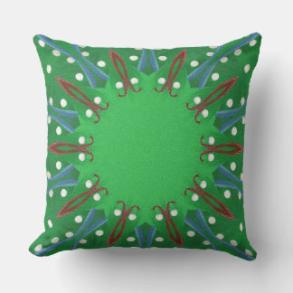 Cojín Decorativo Navidades del Kaleidoscopio Verde Azul Blanco Rojo