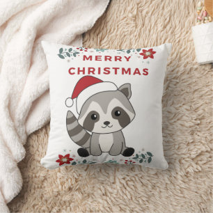 Cojín Decorativo Navidades del mapache Nieve Raccoons de invierno