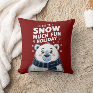 Cojín Decorativo Navidades del osito polar: ¡Es Nieve muy divertida