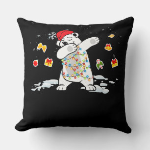 Cojín Decorativo Navidades del oso polar Santa Luces Lover