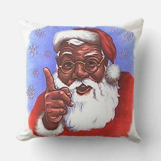 Cojín Decorativo Navidades del Papá Noel afroamericano (Anverso)