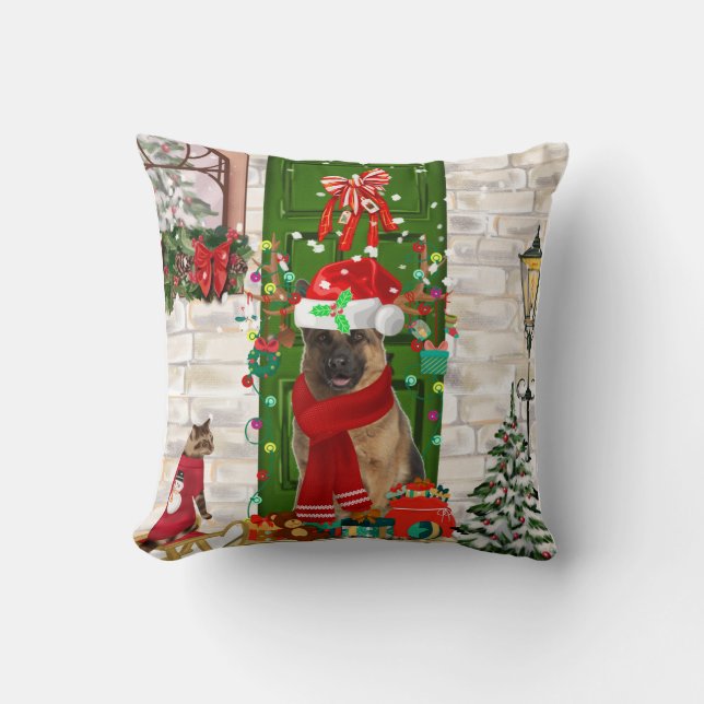 Cojín Decorativo Navidades del Pastor Alemán (Anverso)