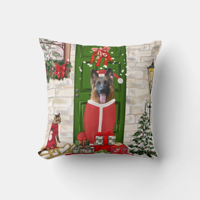 Cojín Decorativo Navidades del Pastor Alemán (Anverso)