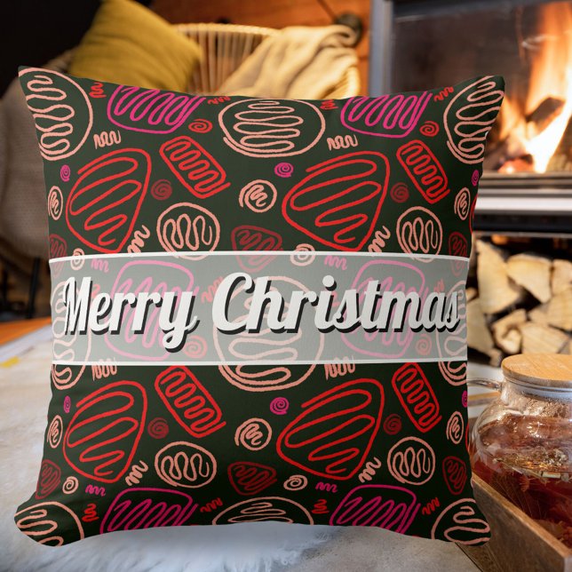 Cojín Decorativo Navidades del patrón artístico de una línea roja f (Subido por el creador)