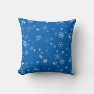 Cojín Decorativo Navidades del patrón del copo de nieve blanco azul