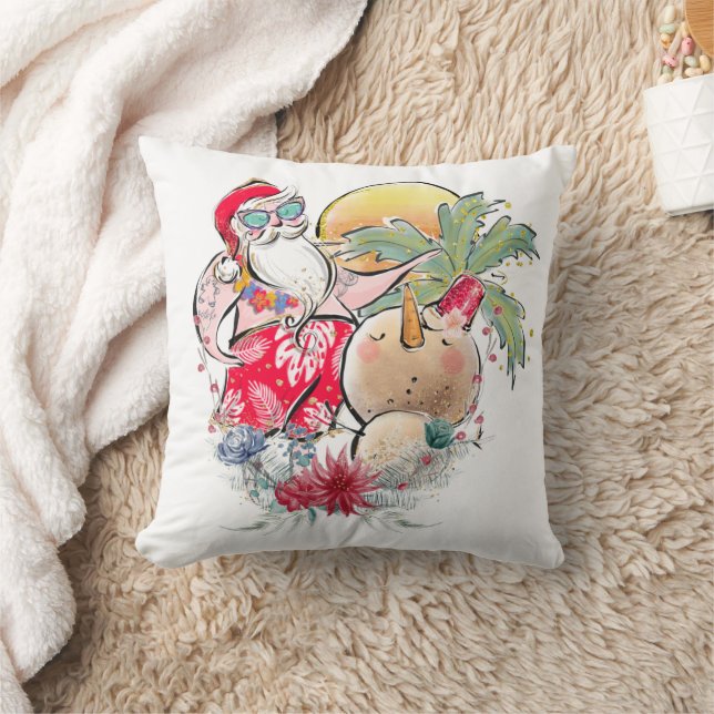 Cojín Decorativo Navidades del Sur | Hot Holly Jolly Santa Claus (Manta)