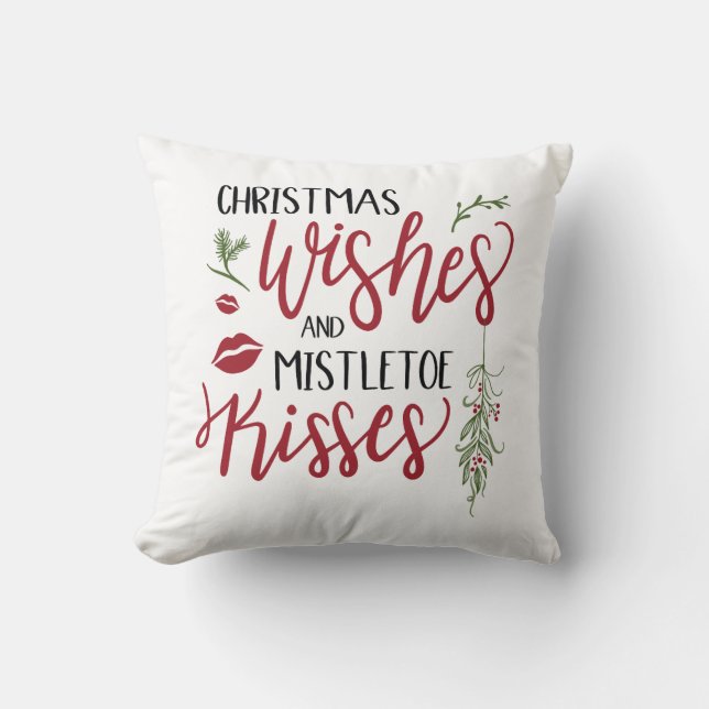 Cojín Decorativo Navidades desean Mistletoe besa cita (Anverso)