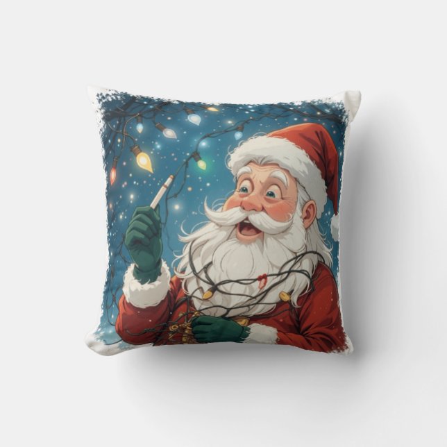 Cojín Decorativo Navidades diseñan Santa con luces (Anverso)