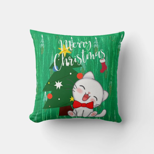 Cojín Decorativo Navidades diseño de gatitos enmarcado (Anverso)