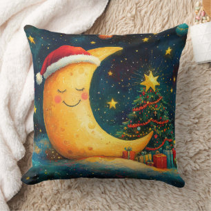 Cojín Decorativo Navidades divertidos celebran la galaxia lunar