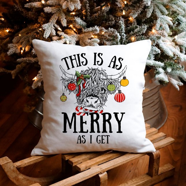 Cojín Decorativo Navidades divertidos Highland Cow (funny christmas highland cow pillow)