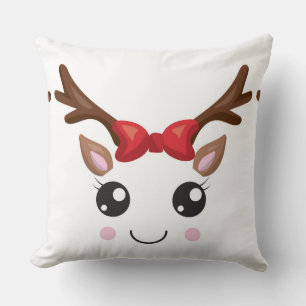 Cojín Decorativo Navidades divertidos reno Pillow/Brown Stripe