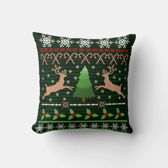 Cojín Decorativo Navidades divertidos sudan reno navideño (Anverso)