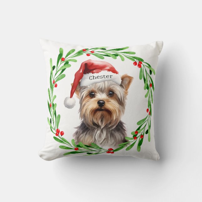 Cojín Decorativo Navidades Dog Yorkie Yorkshire Terrier Holidays (Anverso)