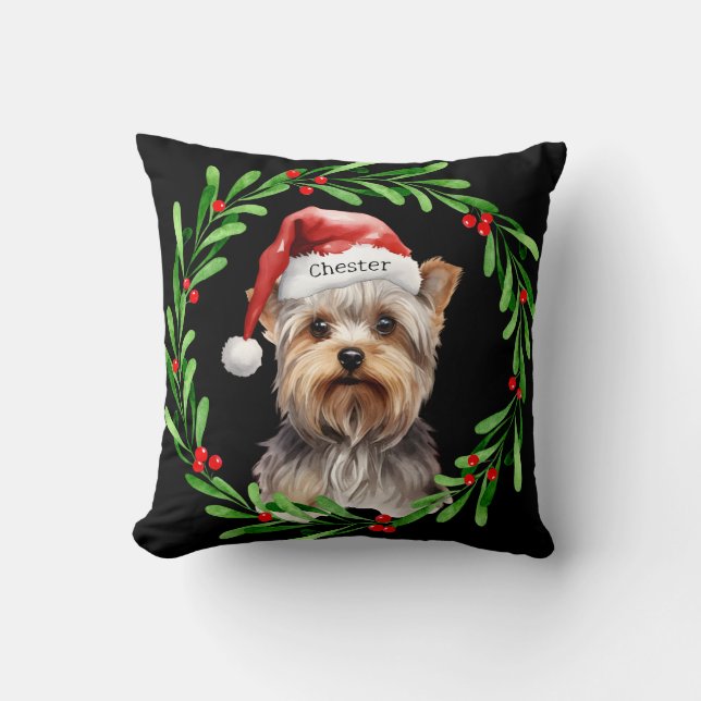 Cojín Decorativo Navidades Dog Yorkie Yorkshire Terrier Holidays (Anverso)