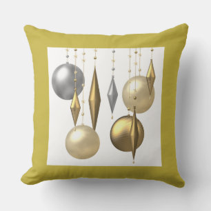 Cojín Decorativo navidades dorados pelean sobre fondo blanco
