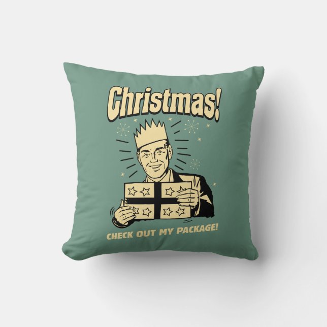 Cojín Decorativo Navidades: Echa un vistazo a mi paquete (Anverso)