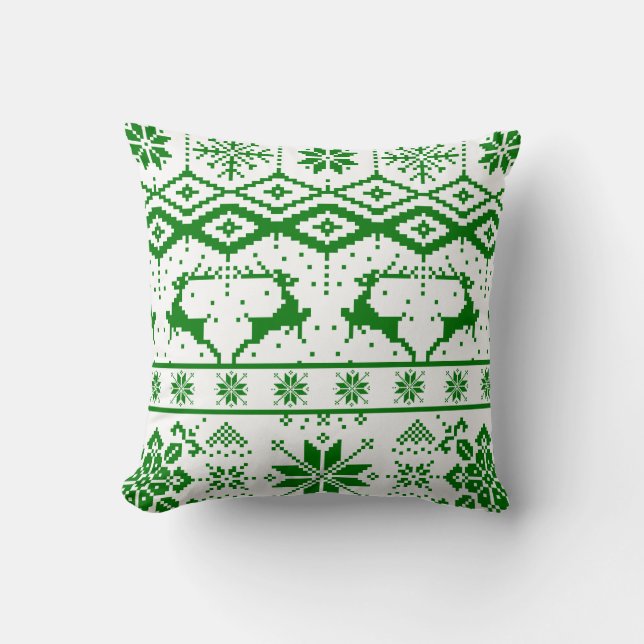 Cojín Decorativo Navidades ecologistas de punto con reno (Anverso)