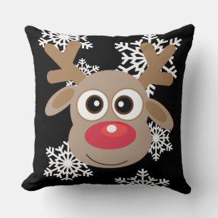 Cojín Decorativo Navidades educados reno blanco negro simple y mode
